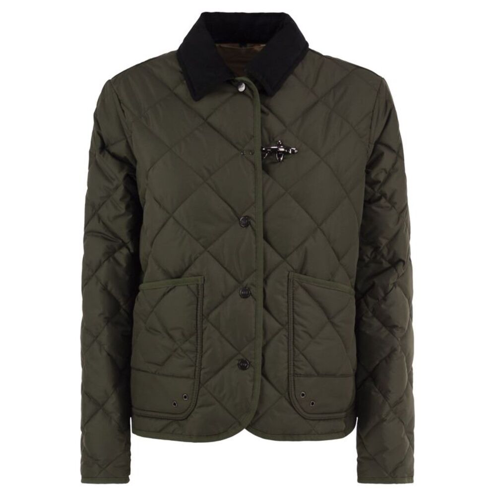 Fay Women Quilted Jacket With Corduroy Collar And Fay Hook